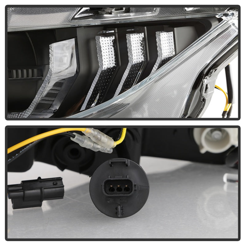 Spyder 16-18 Honda Civic 4 puertas con luces de giro secuenciales LED Proyector de faros - Negro - PRO-YD-HC16-SEQ-BK