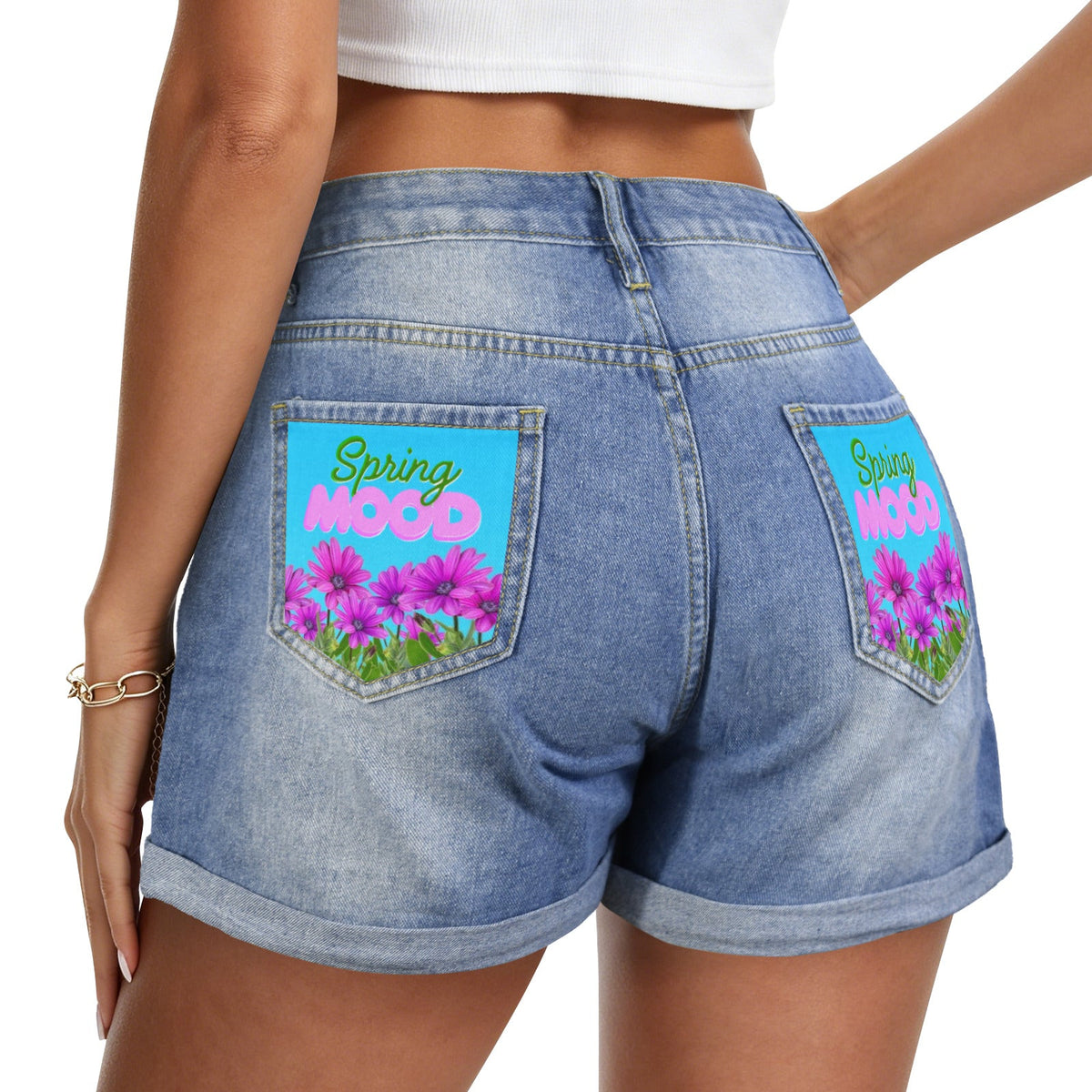 Spring Mood Light Blue Denim Shorts with Dual Pockets Design