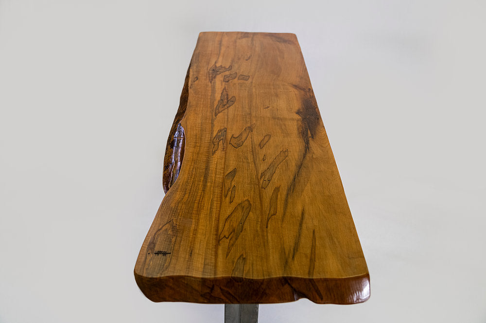 Mesa de sofá con patas divididas (miel con patas plateadas)