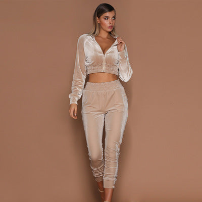 Velvet women's suit sweater zipper sportswear