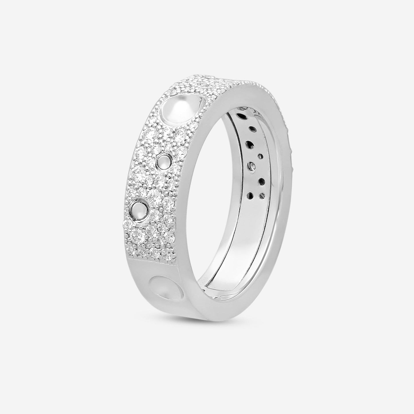 Roberto Coin Pois Moi Luna 18K White Gold Diamond Band Ring Sz. 10 8882509AW05X