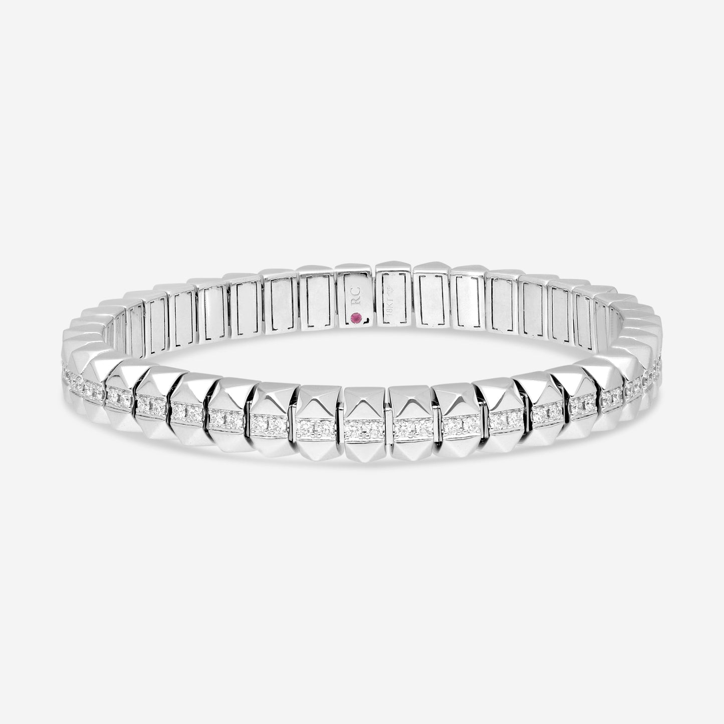 Roberto Coin Obelisco Flexible 18K White Gold Diamond Bangle Bracelet 8883018AWLBX