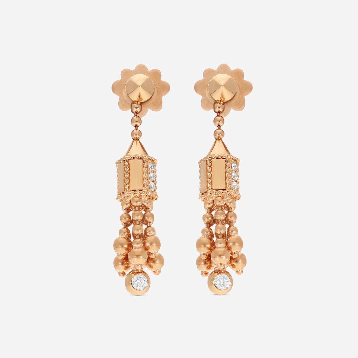 Roberto Coin Art Deco 18K Rose Gold Diamond Tassle Earrings 8883317AXERX