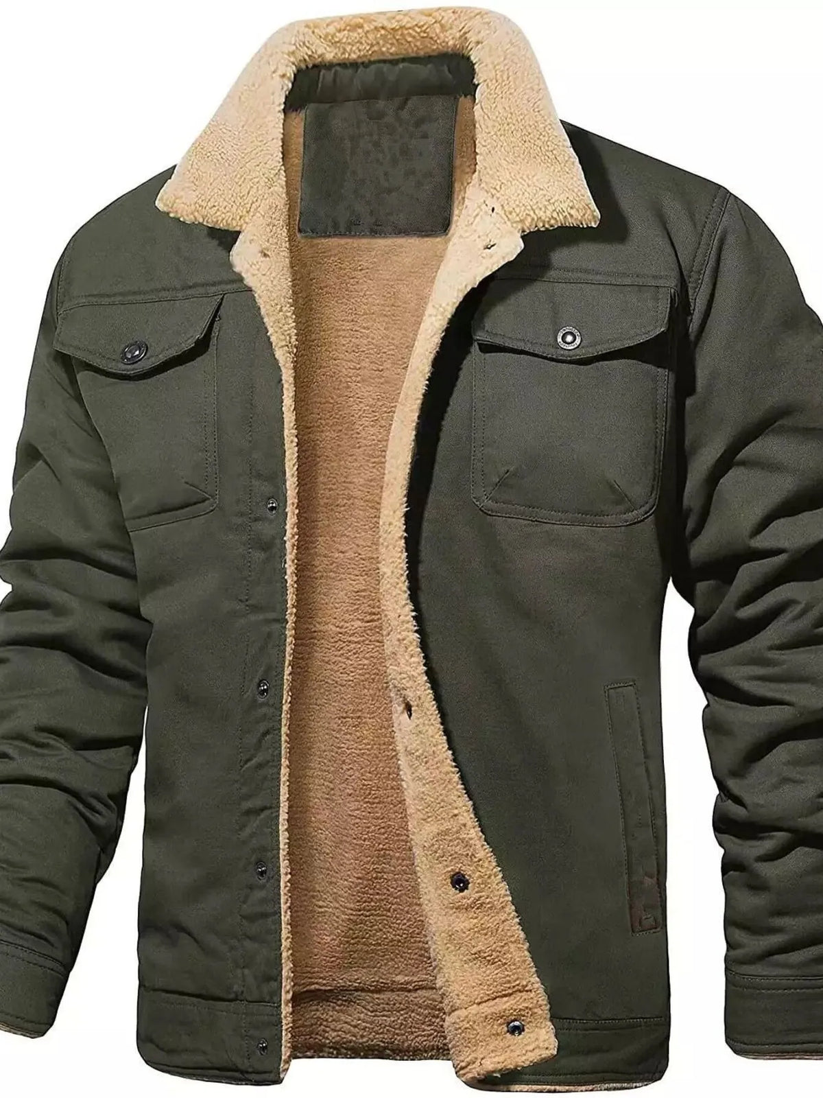 Men's Full Size Sherpa Lined Long Sleeve Jacket Plus Size