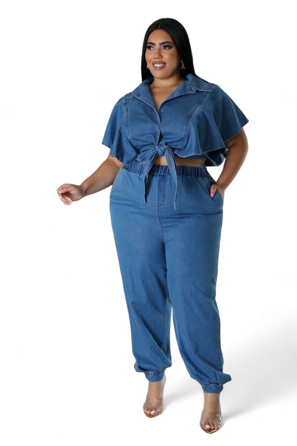 Conjunto de pantalón vaquero para curvas