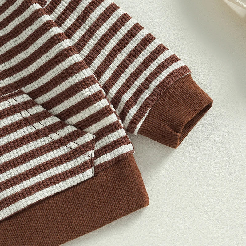 Striped Pocket Sweatshirt Lace-up Sweatpants Children Suit