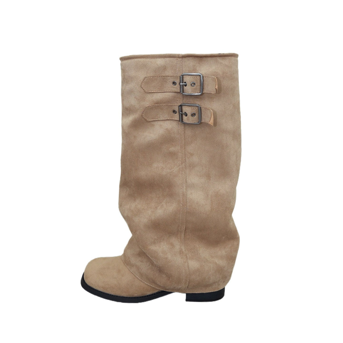 Womens Retro-style Below-the-knee Boots With Belt-loop Detailing On The Shaft