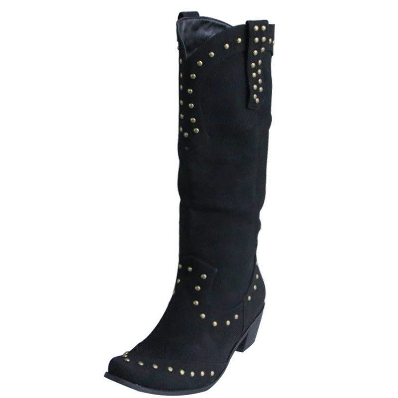 Women's Studded Retro Western Boots