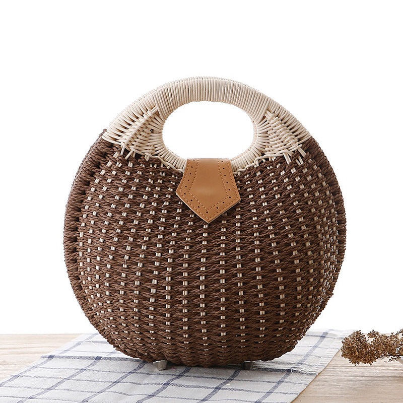 Women's Woven Rattan Travel Handbag Travel Bag
