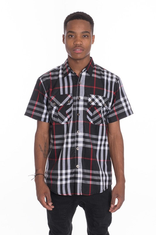 Camisas a cuadros de manga corta informales Weiv para hombre