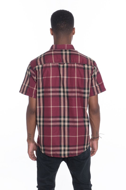 Camisas de cuadros de manga corta informales Weiv para hombre
