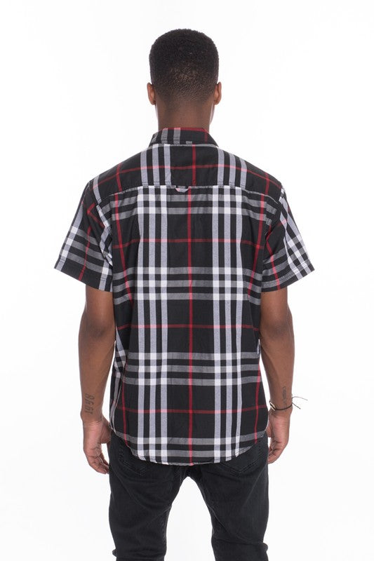 Camisas de cuadros de manga corta informales Weiv para hombre