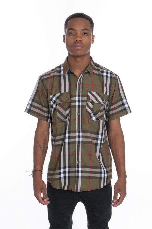 Camisas de cuadros de manga corta informales Weiv para hombre
