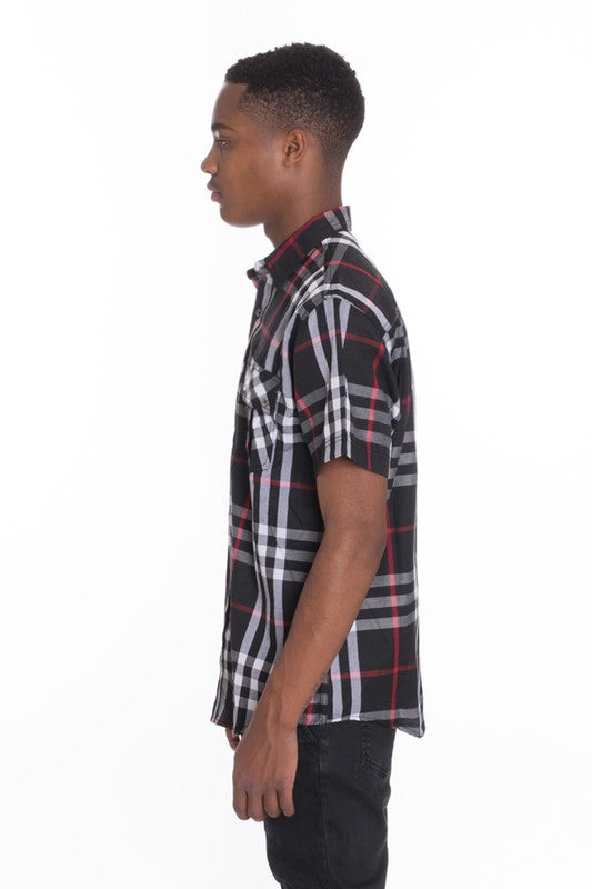 Camisas de cuadros de manga corta informales Weiv para hombre