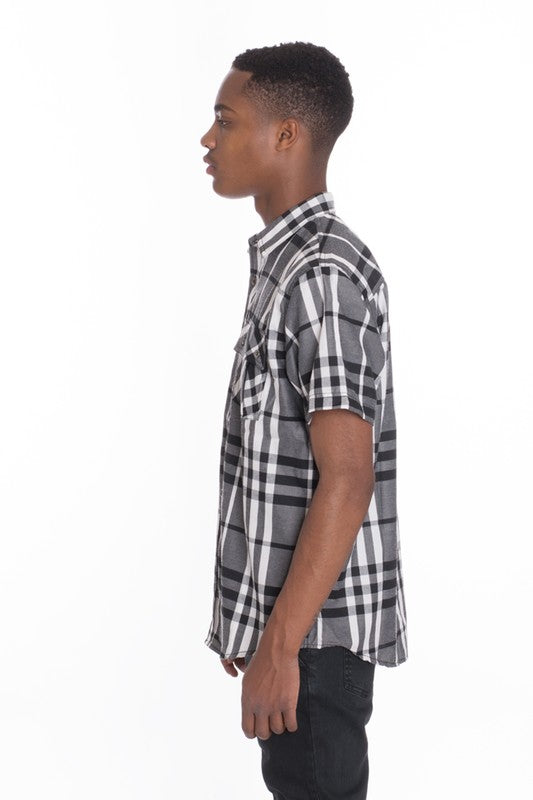 Camisas de cuadros de manga corta informales Weiv para hombre