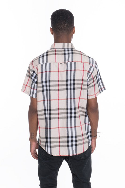 Camisas de cuadros de manga corta informales Weiv para hombre