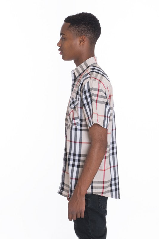 Camisas de cuadros de manga corta informales Weiv para hombre