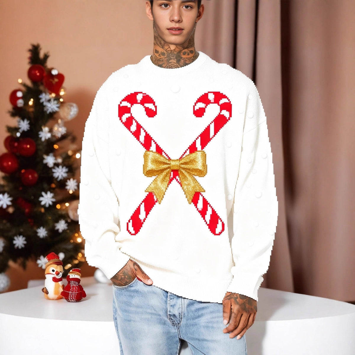 Mens Crew-Neck Sweatshirt With 3D Digital Print