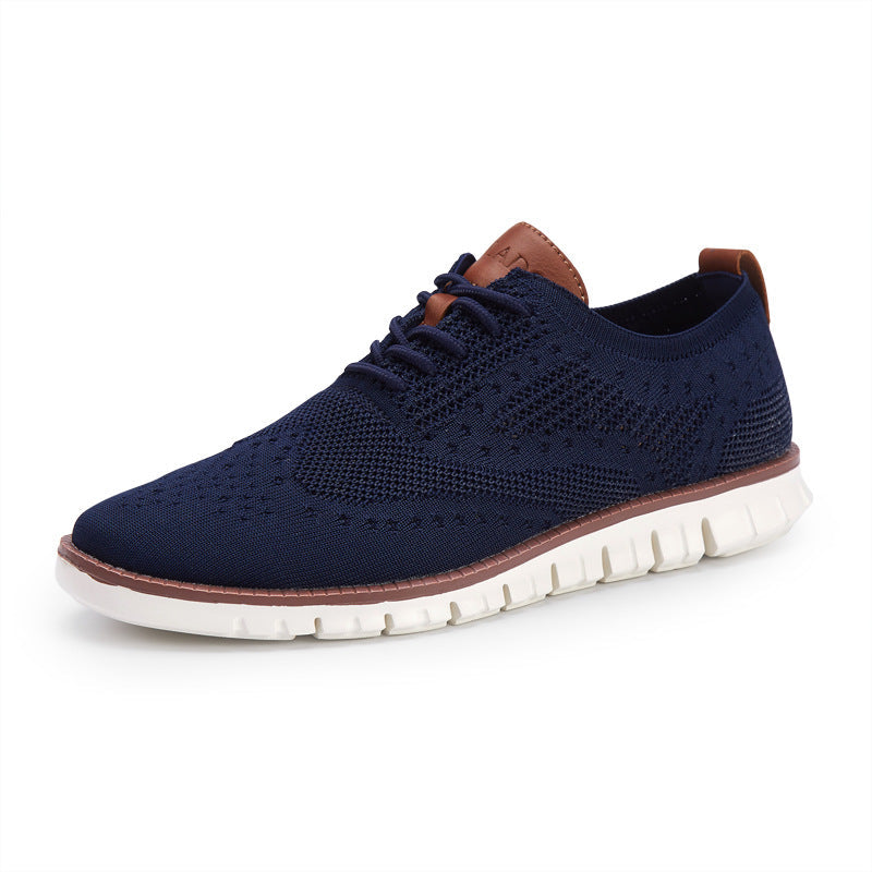 Men's Knitted Lace-Up Casual Sneakers