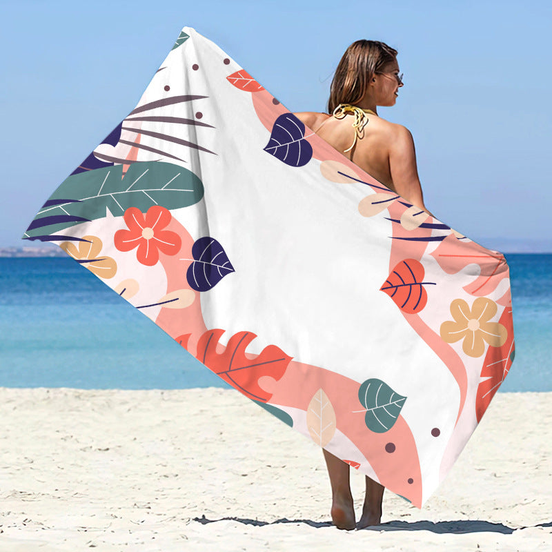 Printed Microfiber Quick-drying Beach Summer Sunscreen Shawl Double-sided Velvet Swimming Towel