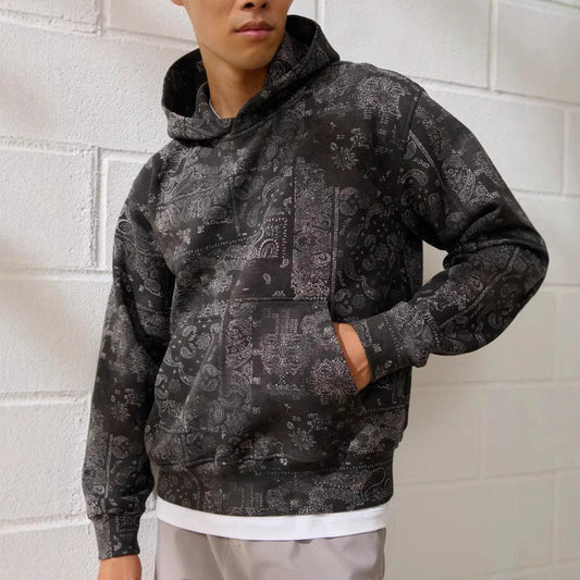 Sudadera con capucha de hombre con estampado de cachemir