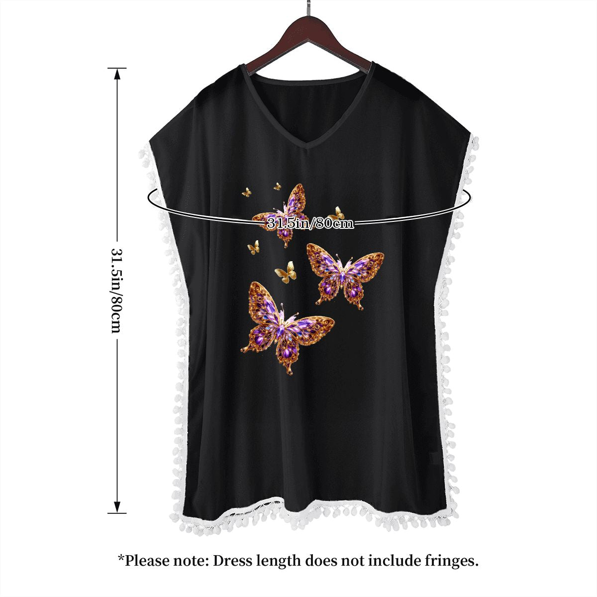 Women's Gold & Purple Butterfly Design Chiffon Beach Coverup (Made in USA)