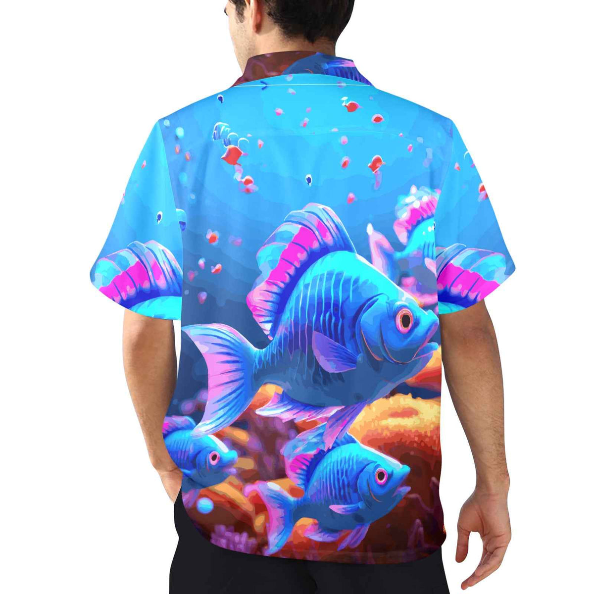 Blue Fish Men's All Over Print Hawaiian Shirt (Model T58)