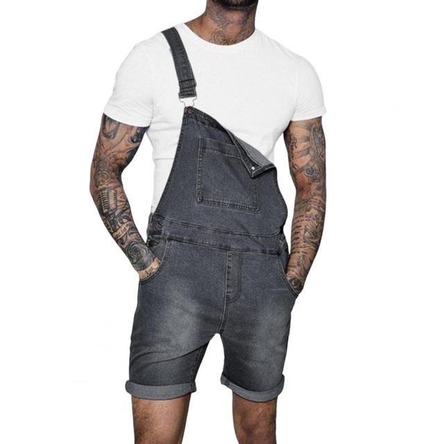 Pink Denim Overall Shorts for Men - Plus Size Summer Wear