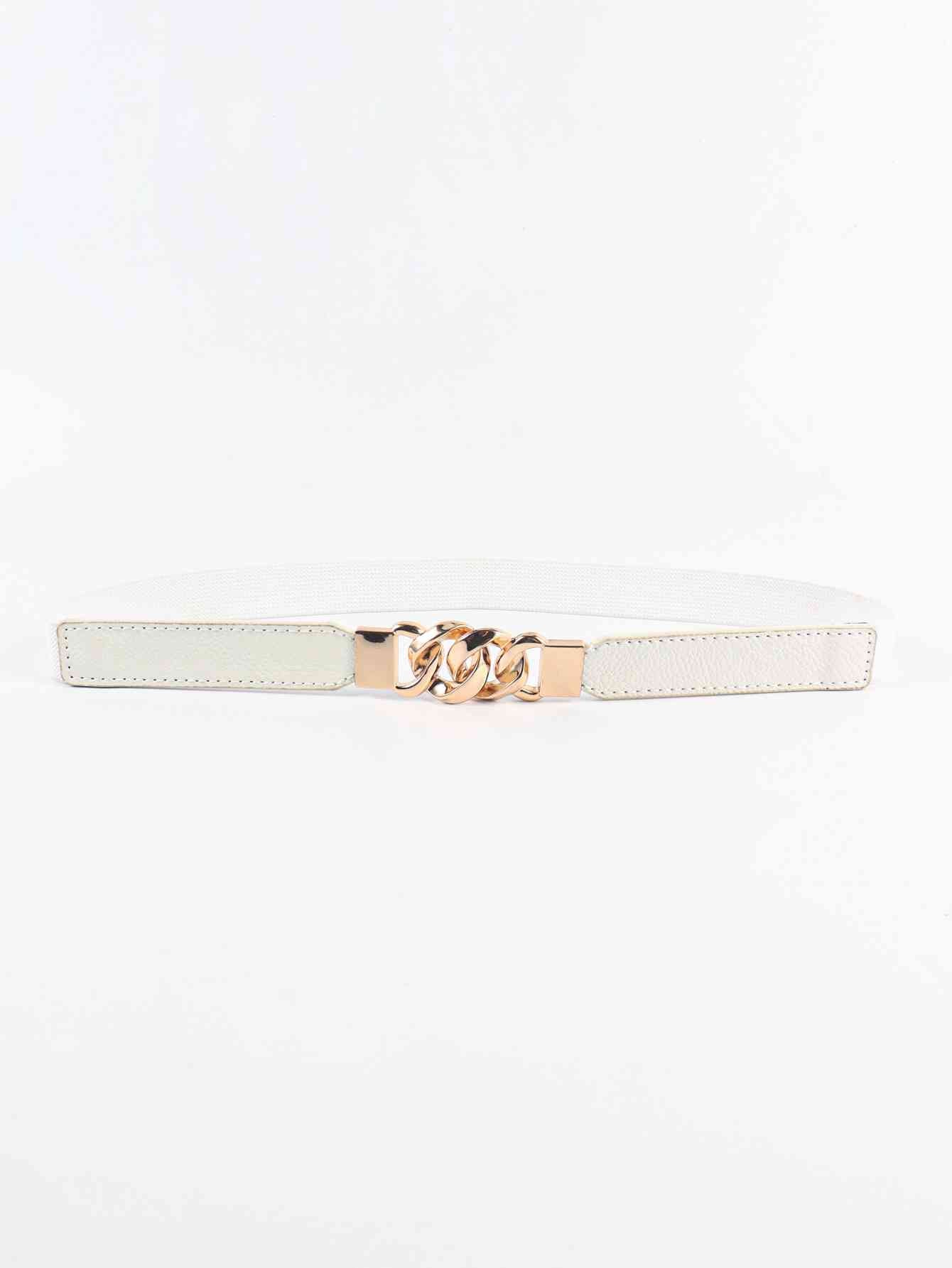 ElegantStyle Zinc Alloy Buckle Elastic PU Belt – Versatile and Stylish Accessory See size chart under “more details”