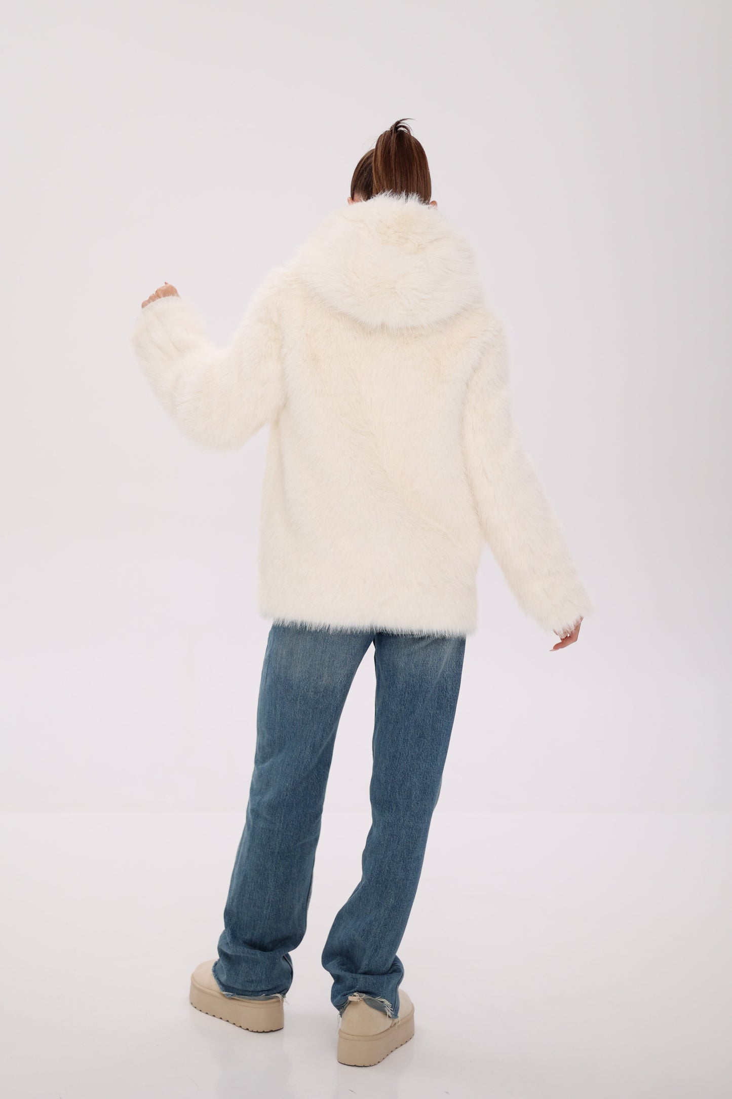 ⇆ Chaqueta Reversible con Capucha de Mezcla de Lana