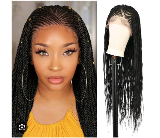 Peluca trenzada estilo cornrows