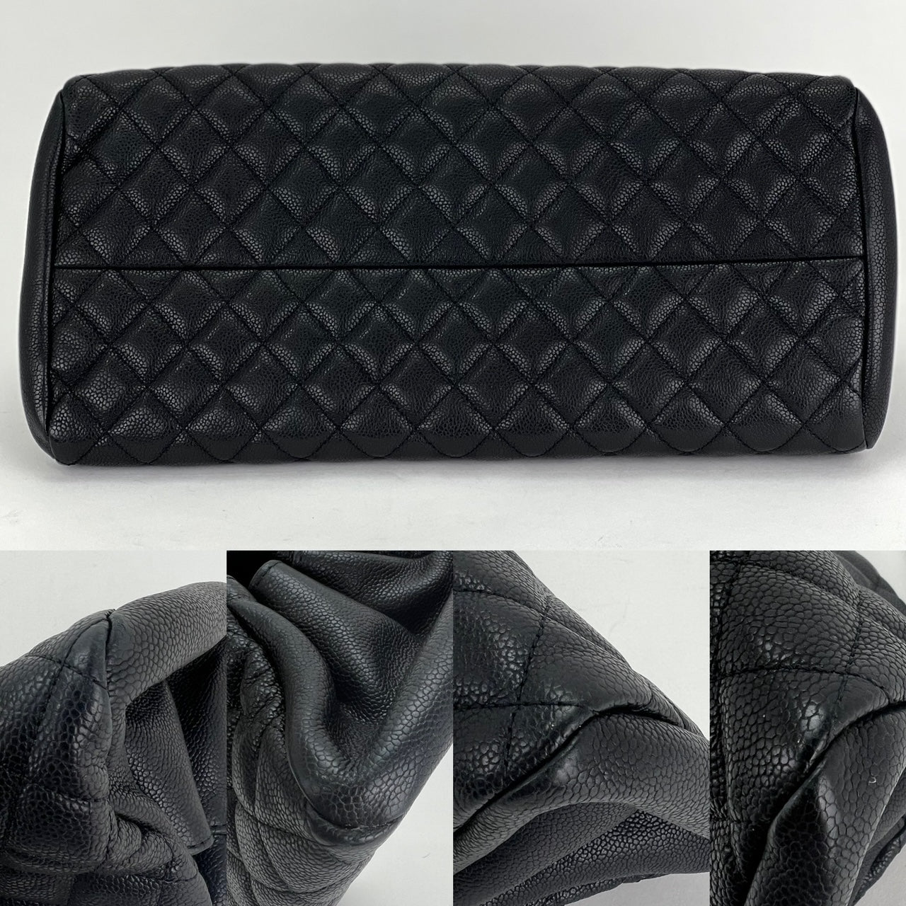 CHANEL Just Mademoiselle Quilted Caviar Black Bowling Shoulder Bag