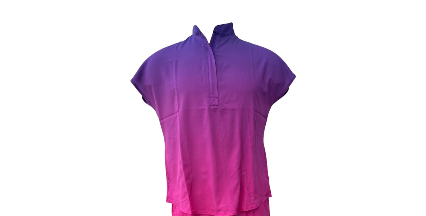 Top de uniforme médico DK Gradient con cremallera (Morado/Rosa)