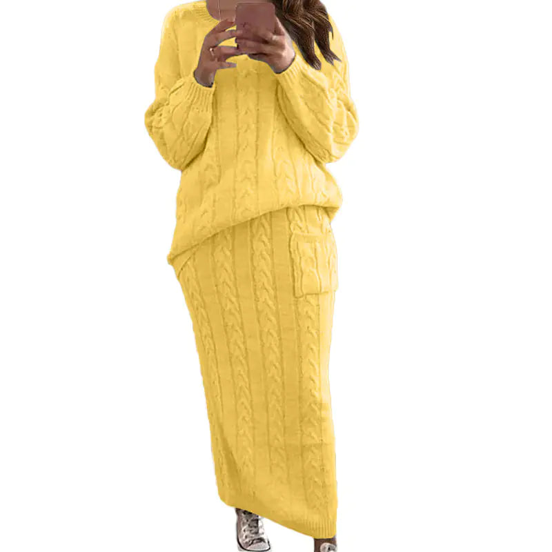 Autumn Winter Women's Fashion Sweater Dress Set