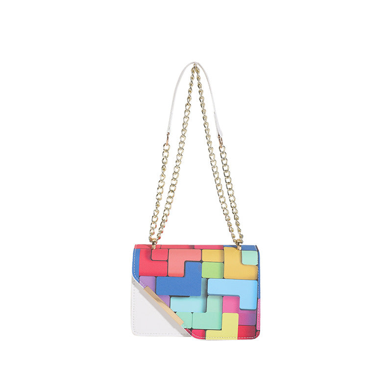 Western Style Chain Women's Fashion Color Contrast Crossbody See size chart under “more details”