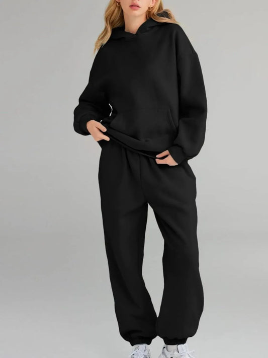 Conjunto de Sudadera con Capucha (Bolsillo Canguro) y Joggers de Talla Grande