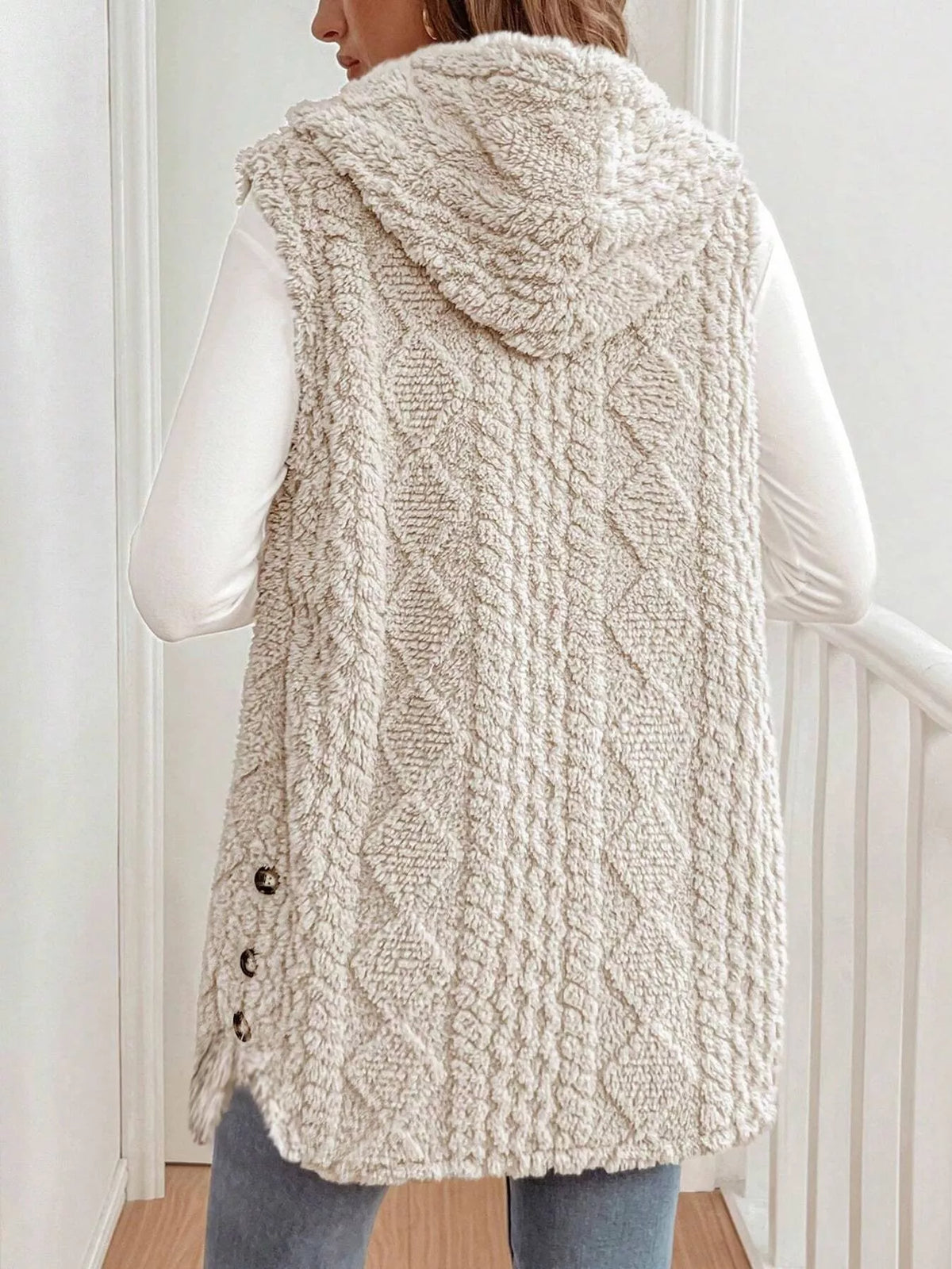 Cozy Sherpa Fleece Hooded Vest Coat