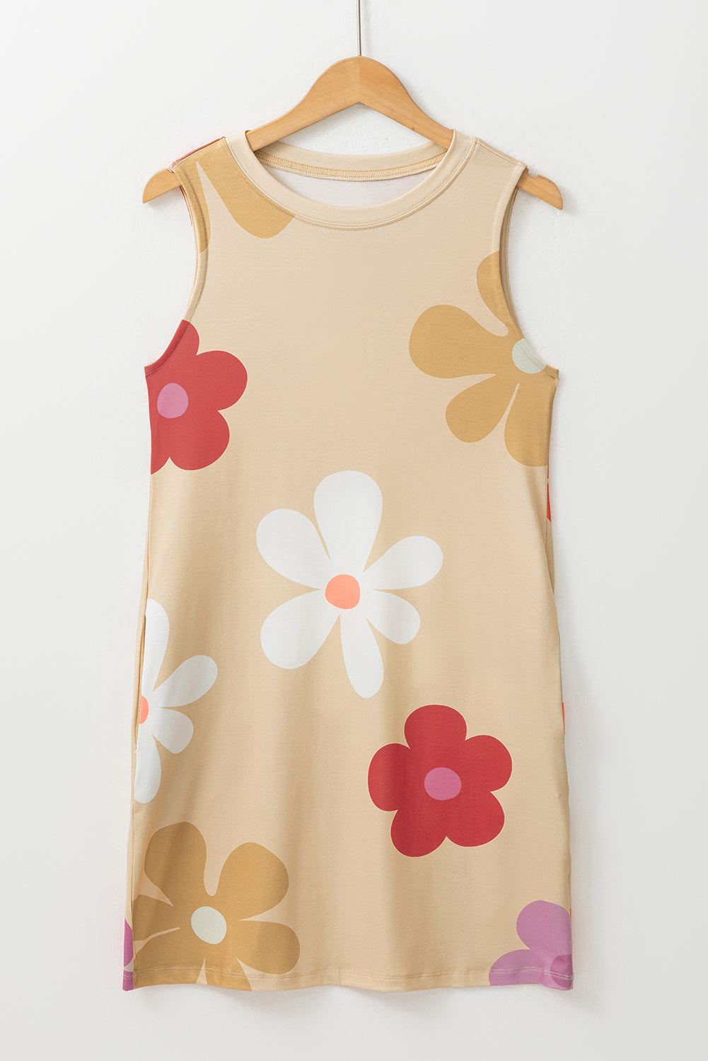 Vestido de tirantes con estampado de flores margaritas y albaricoques