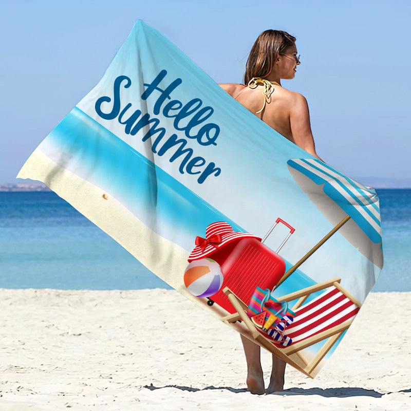 Printed Microfiber Quick-drying Beach Summer Sunscreen Shawl Double-sided Velvet Swimming Towel