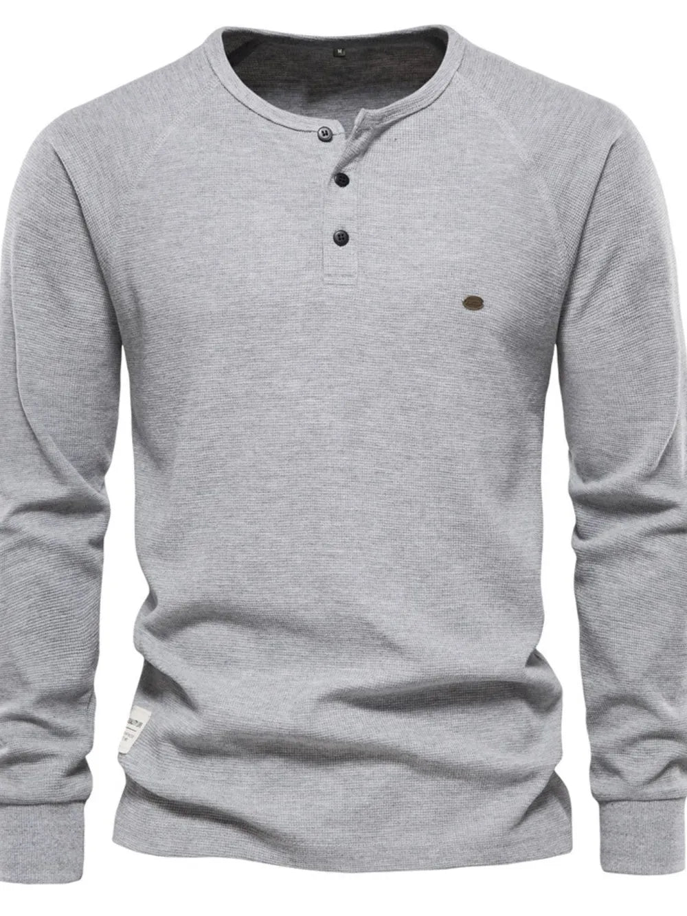 Camiseta de manga larga de punto gofre para hombre