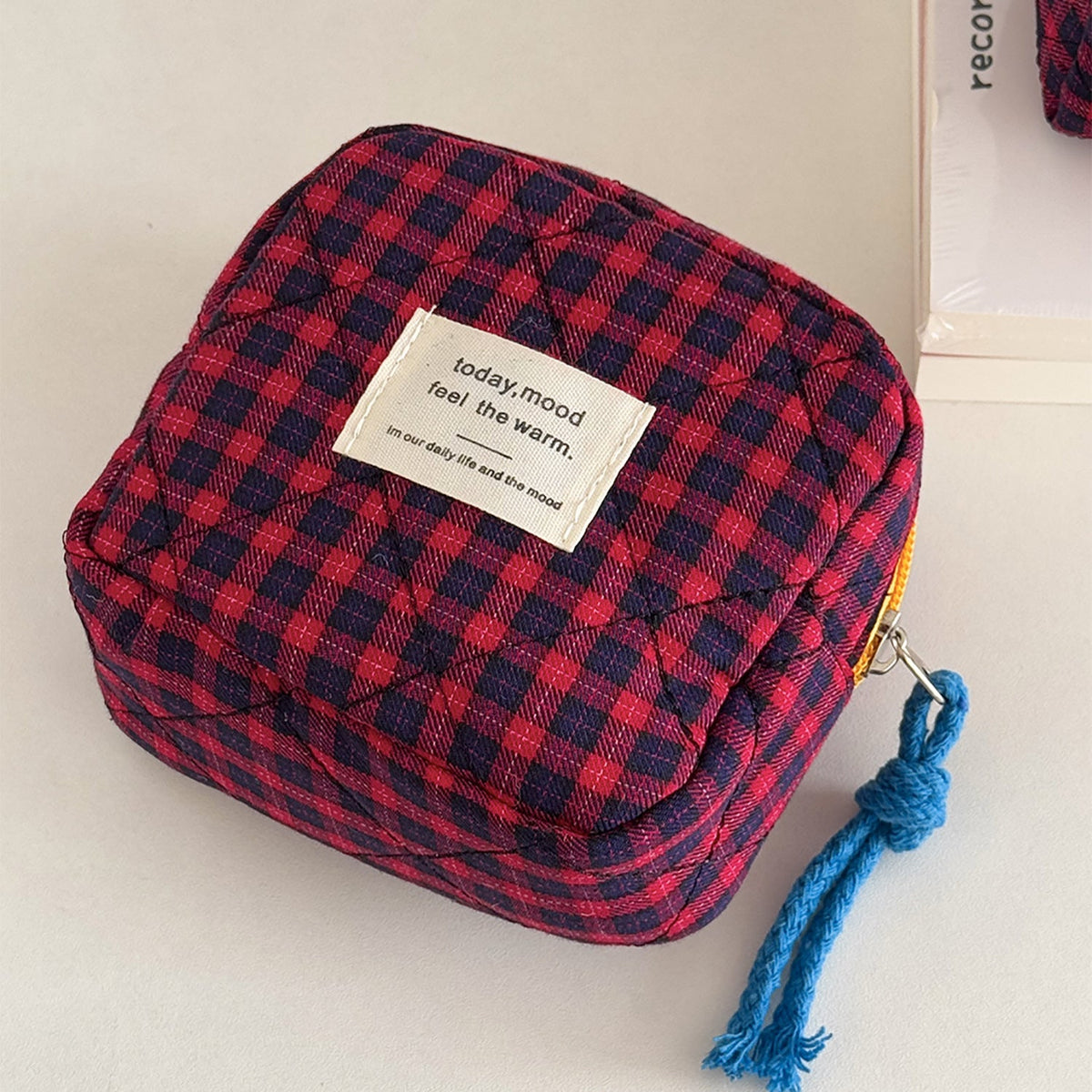 Portable Canvas Plaid Coin Purse