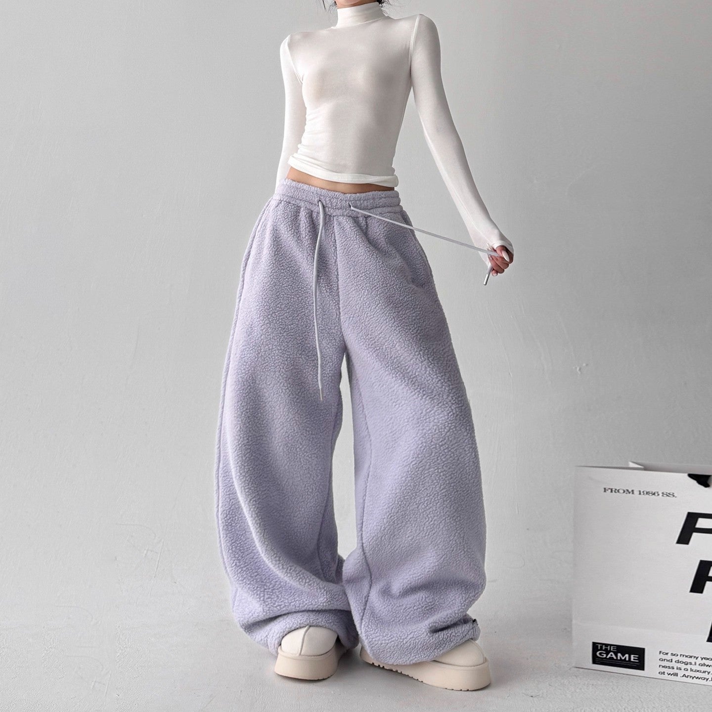 Womens Casual Loose-fitting Warm Extended-length Pants See size chart under “more details”