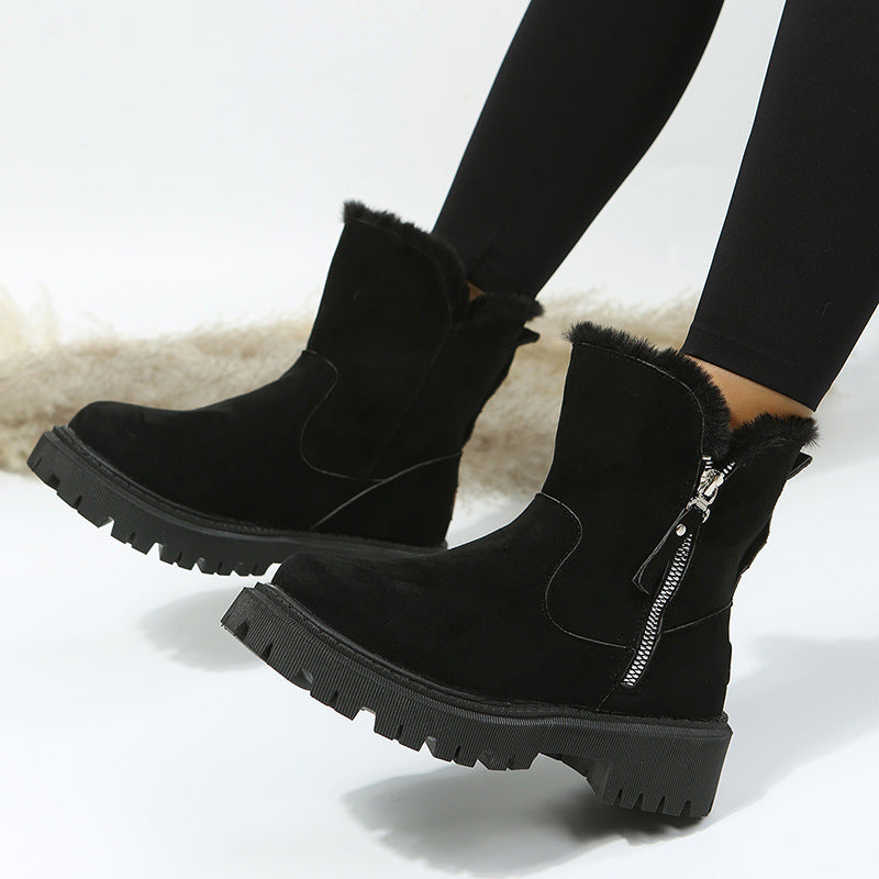Women's Short Suede Snow Boots
