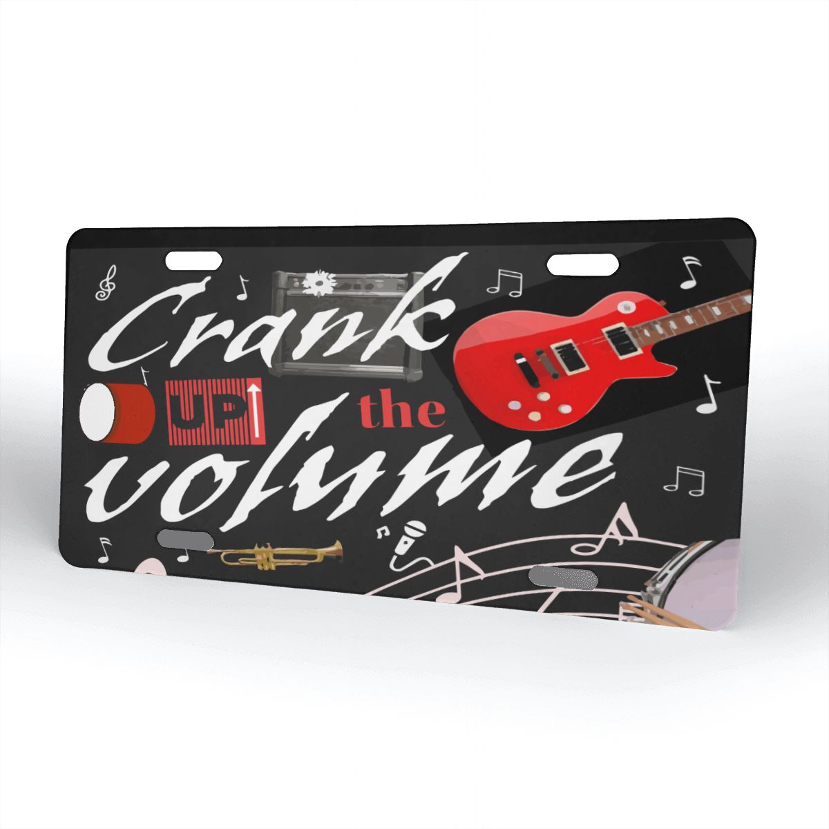 Crank Up the Volume Music Black Aluminum License Plate (Made in USA)