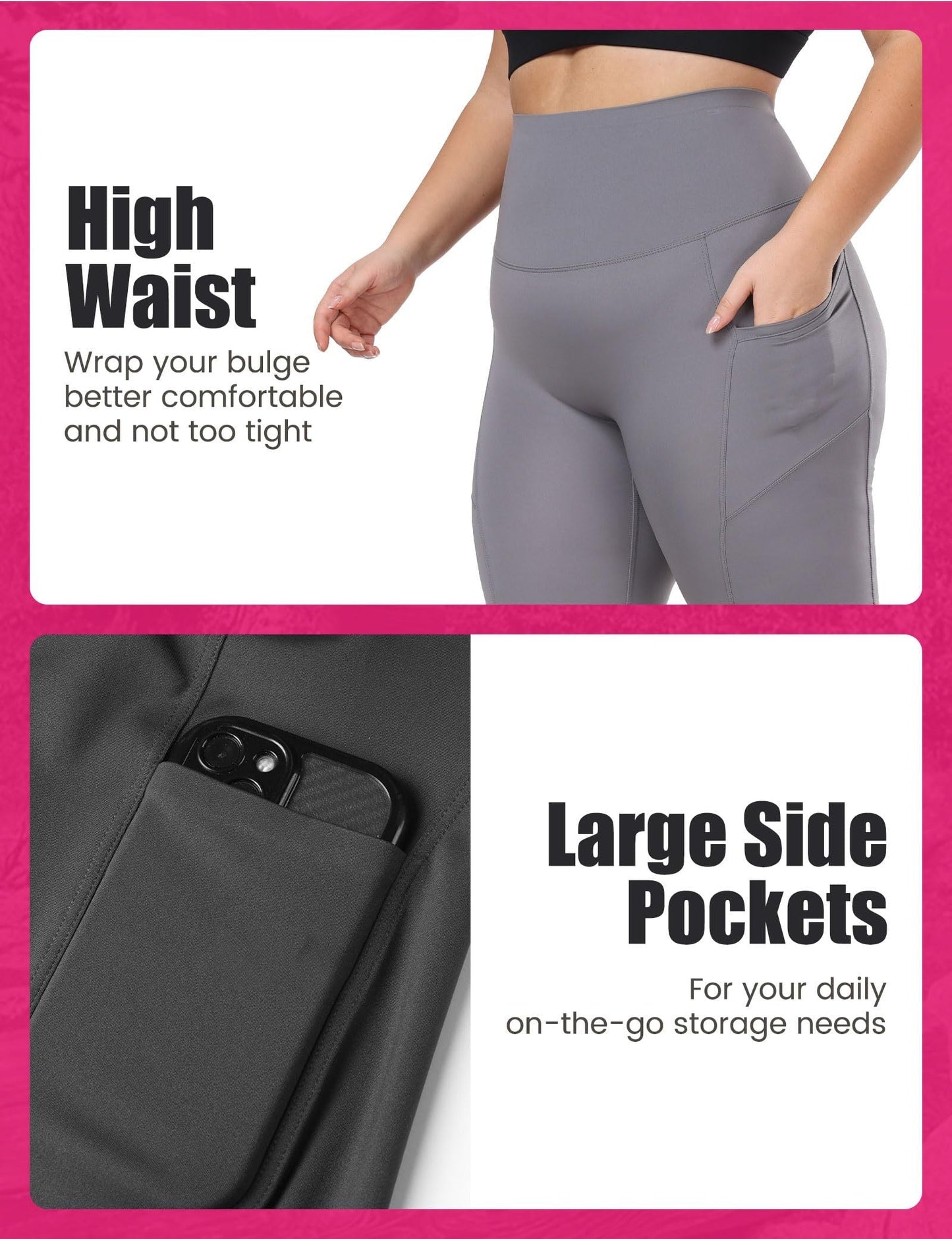 Pantalones Capri de Yoga de Talle Alto con Bolsillos Diagonales