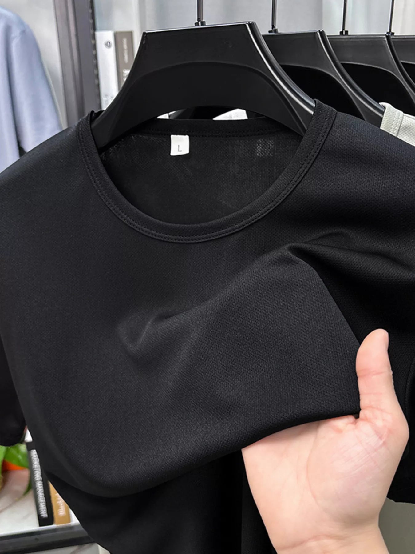 Camiseta de manga corta y cuello redondo de talla grande para hombre