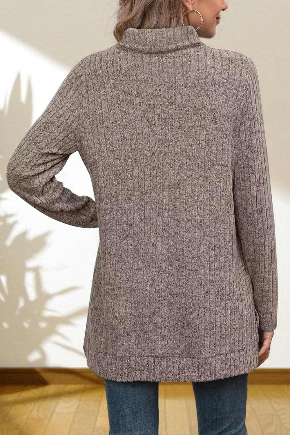 Sweater Pullovers Trendsi Chic high-low turtleneck top