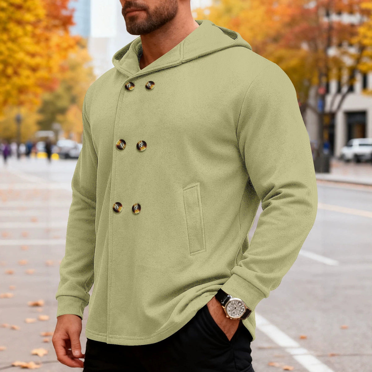 Men's Hooded Trench Coat For Cross-border Foreign Trade, Warm Sweatshirt For Spring & Autumn On Amazon, European Size Casual Loose Zip-up Jacket For Men