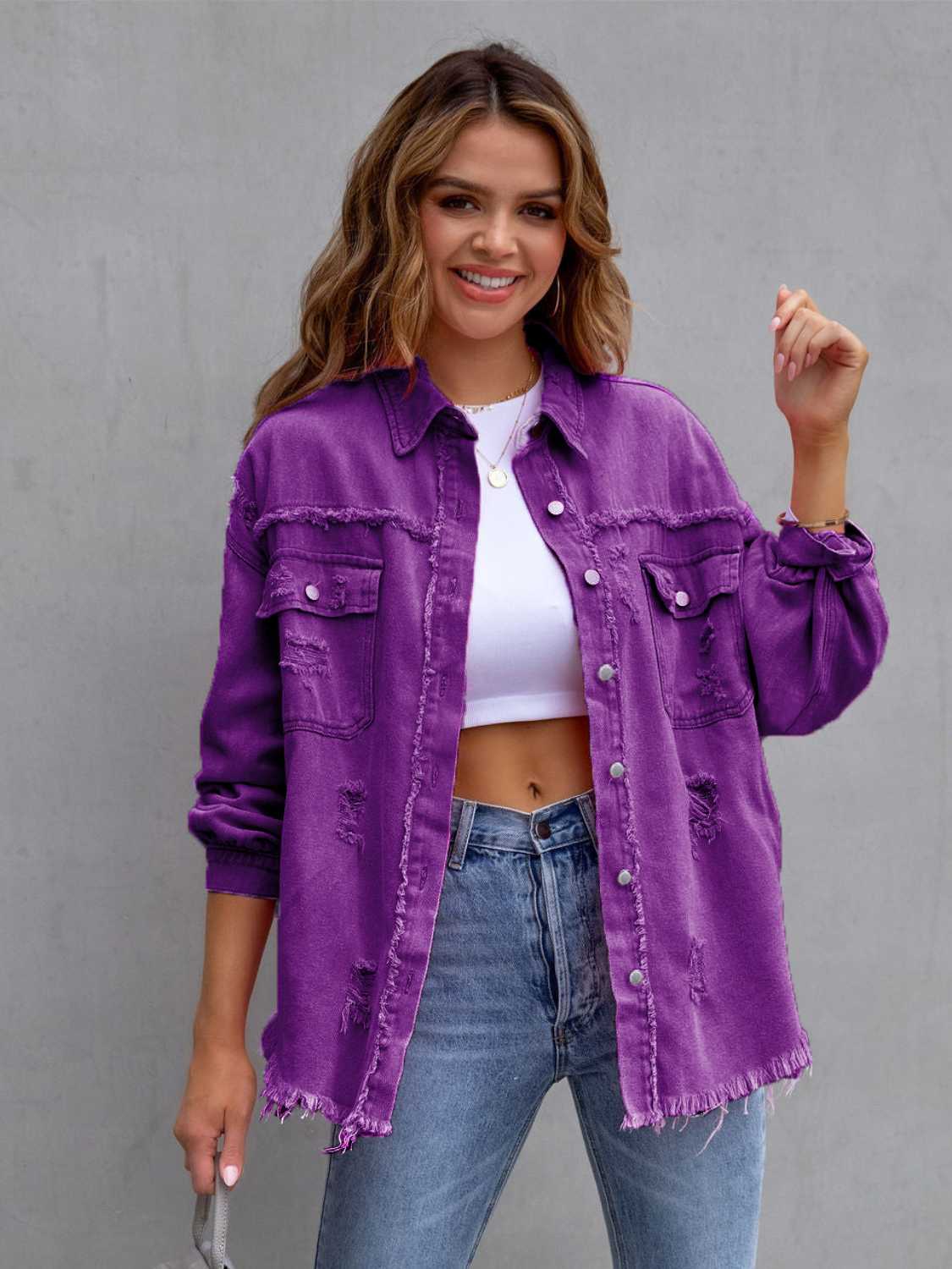 Chaqueta de mezclilla oversize con efecto desgastado
