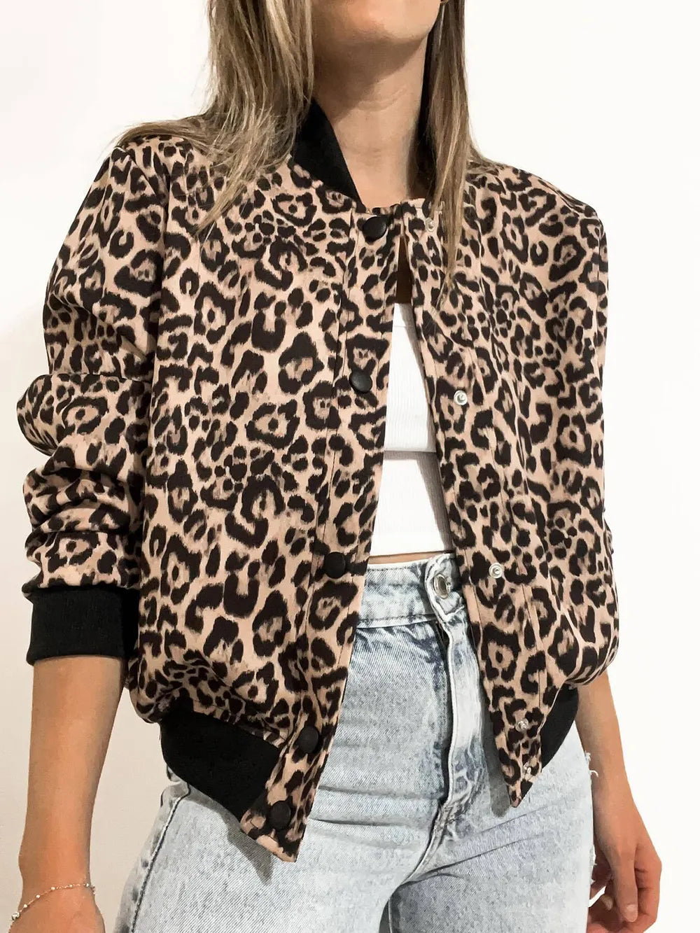 Pocketed Snap Down Baseball Collar Jacket
